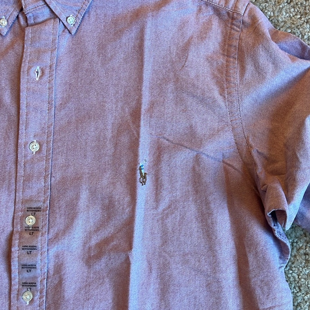 Polo Ralph Lauren Oxford long sleeve woven button down shirt crimson red large T - Picture 3 of 4